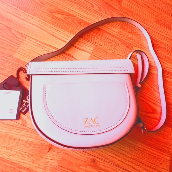 P. Zac Posen *NWT ladies gray leather purse Belay Saddlebag crossover MSRP $295 - Picture 4 of 9